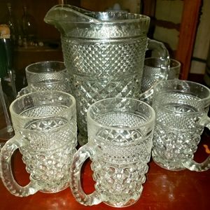 Vintage Tea Pitcher and 5 glasses